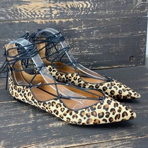 Zara Leopard Calf Wrap Flats Size 40
